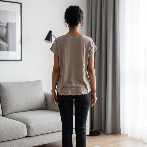 Umgee Taupe Blouse with Button Detail - Picture 5 of 5